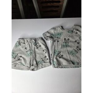 Disney Mickey Mouse Toddler Boys 2PC Shorts Set Gray Mint 18M RN16435